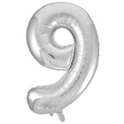 34 Inch Silver Number 9 Helium Balloon image number 1