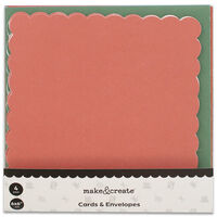 Christmas Blank Red & Green Scalloped Cards: 6 x 6 Inches