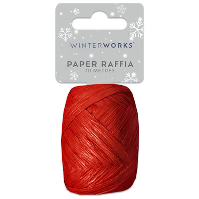 10M Of Red Raffia Ribbon, Paper Wrapping Ribbon, Christmas, Craft DIY