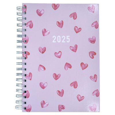 Pink Hearts 2025 Day a Page Yearly Diary image number 1