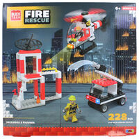 Block Tech Fire Station Firefighters and Station Set