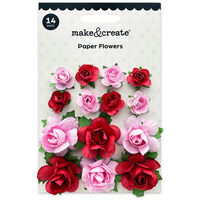 Red and Pink Paper Flowers: Pack of 14
