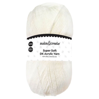 DK Acrylic Yarn: White 100g image number 1