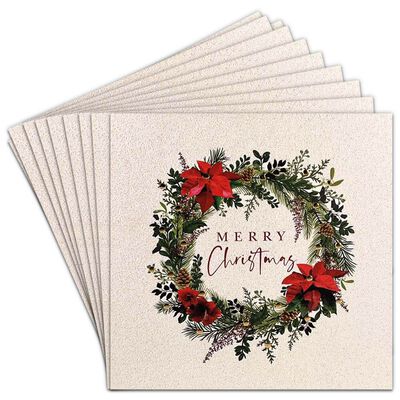 Premium Poinsettia Wreath Christmas Cards: Pack of 10 image number 2