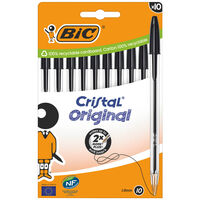 Bic Cristal Original Black Pens: Pack of 10