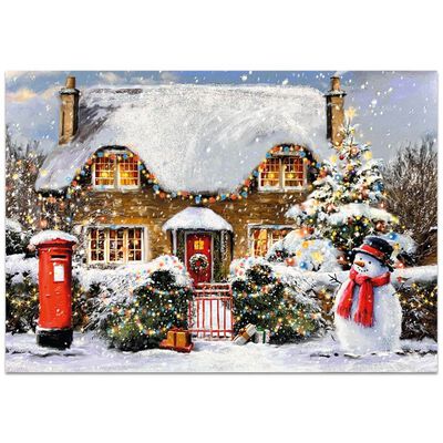 Wintery Cottage Cancer Research UK Charity Christmas Cards: Pack of 10 image number 1