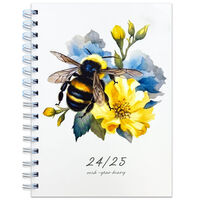 A5 Watercolour Bee 2024-2025 Day a Page Academic Diary