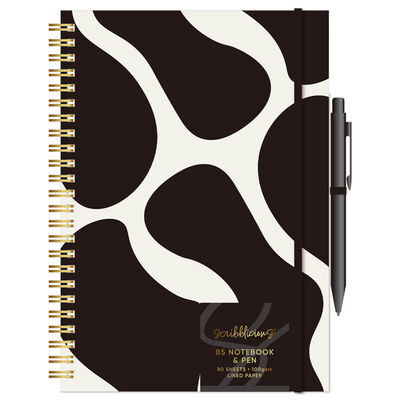 B5 Mono Hardback Wiro Notebook with Pen image number 1