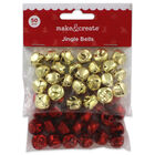 Gold & Red Metal Christmas Bells: Pack of 50 image number 1