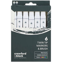 Crawford & Black Dual Tip Water Based Markers & Brush Set