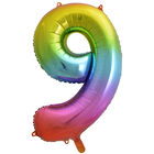 34 Inch Rainbow Number 9 Helium Balloon image number 1