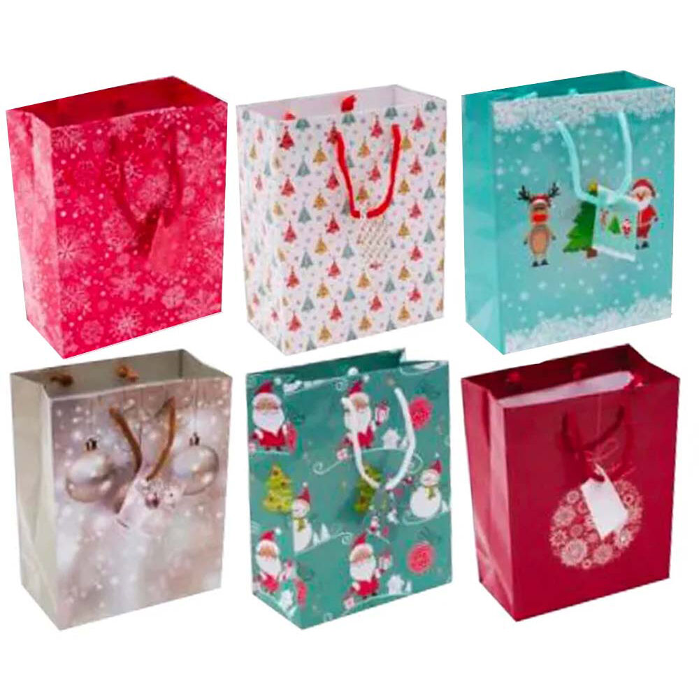 assorted sized holiday gift bags
