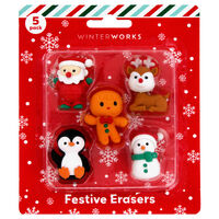 3D Christmas Erasers: Pack of 5