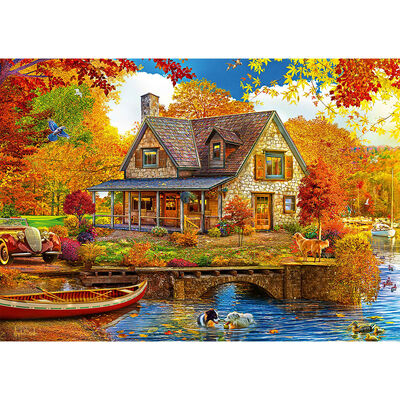 Autumnal Lake House 500 Piece Jigsaw Puzzle image number 2