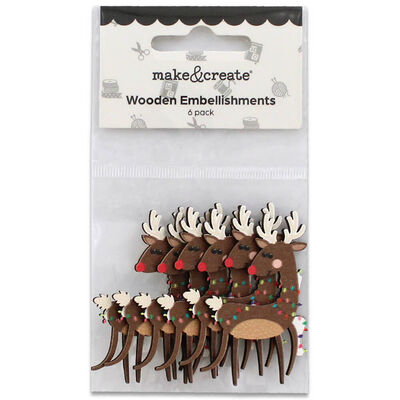 Christmas Reindeer Wooden Embellishments image number 1