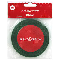 Christmas Green Satin Ribbon: 22m