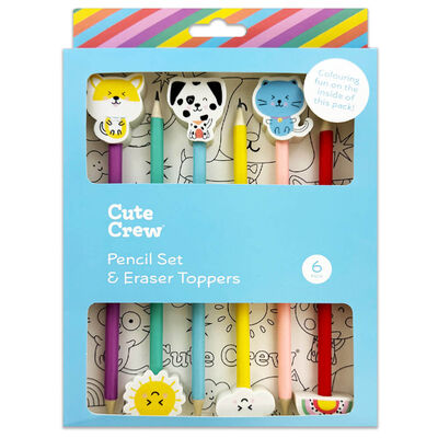 Cute Crew Pencils with Eraser Toppers: Pack of 6 image number 1