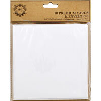 10 White Cards and Envelopes: 6 x 6 Inches