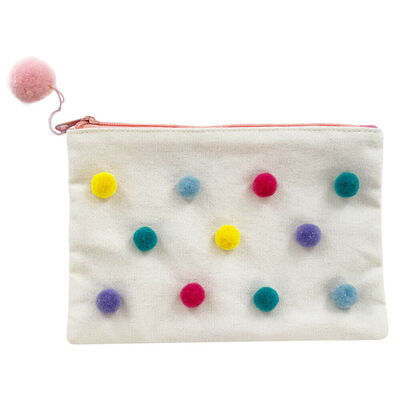 Canvas Pom Pom Pencil Case image number 1