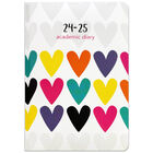 A6 Colourful Hearts 2024-2025 Week to View Academic Diary image number 1
