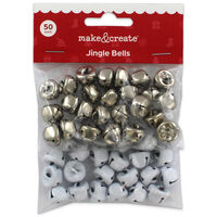 Silver & White Metal Christmas Bells: Pack of 50