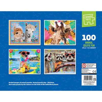 Animal Selfie Fun 4 in 1 Boxset 100 Piece Jigsaw Puzzle image number 3