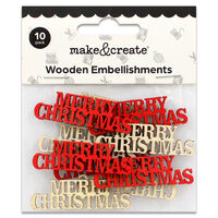 Merry Christmas Wooden Embellishments: Pack of 10