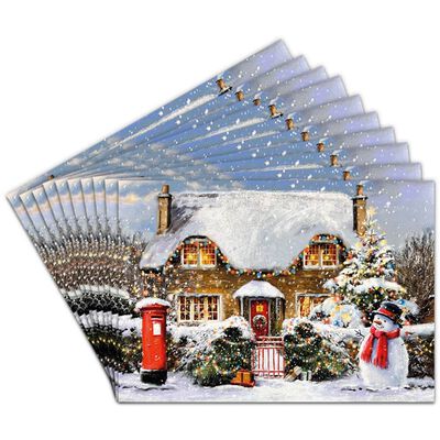 Wintery Cottage Cancer Research UK Charity Christmas Cards: Pack of 10 image number 2