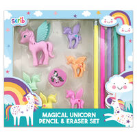 Scribb It Magical Unicorn Pencil and Eraser Set