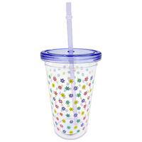 Easter Drinking Cup with Straw: Flowers