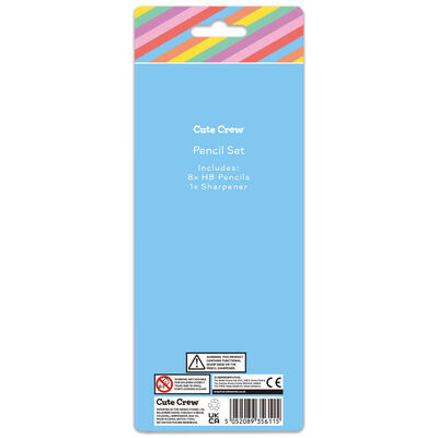 Cute Crew Rainbow Ombre HB Pencils and Sharpener Set: Pack of 8 image number 2