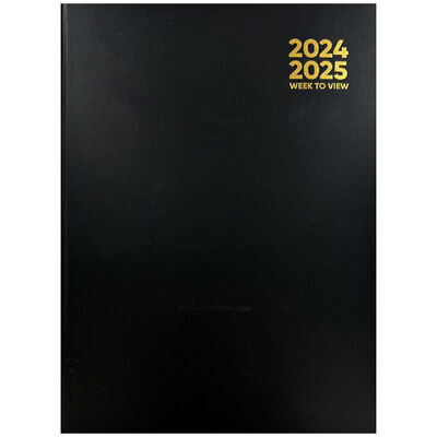 A4 Black 2024-2025 Week to View Academic Diary image number 1