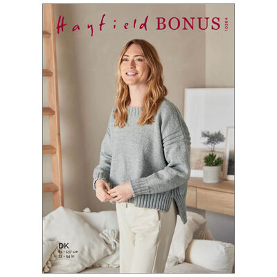 Hayfield Bonus DK: Boxy Stepped Hem Sweater Knitting Pattern 10264 From ...
