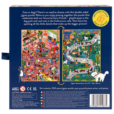 Double Sided Cat Café and Dog Park 500 Piece Jigsaw Puzzle image number 3