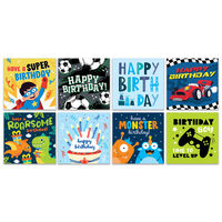 Assorted Blue Birthday Cards: Pack of 8