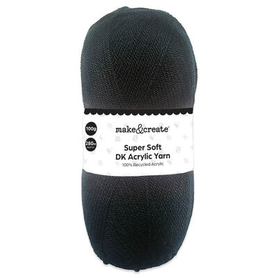 DK Acrylic Yarn: Black 100g image number 1