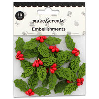 Christmas Felt Holly Embellishments