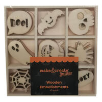 Halloween Wooden Embellishments: Pack of 45