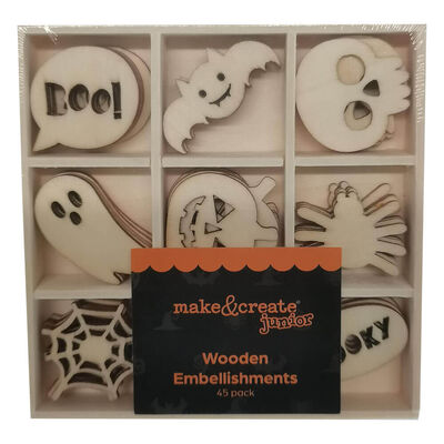 Halloween Wooden Embellishments: Pack of 45 image number 1