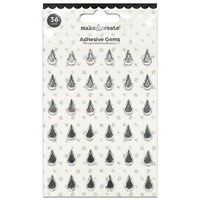 Silver Tear Drop Adhesive Gems: Pack of 36