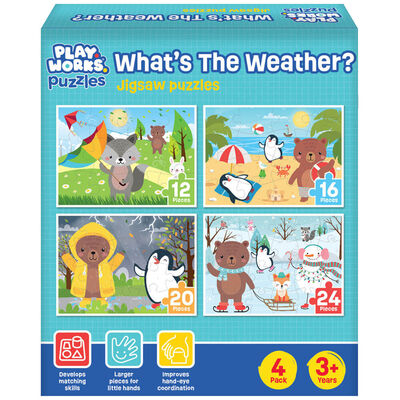 PlayWorks What’s The Weather Jigsaw Puzzles: Pack of 4 image number 1