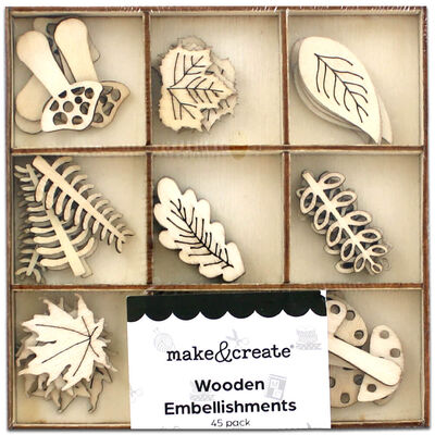 Autumn Wooden Embellishments: Pack of 45 image number 1