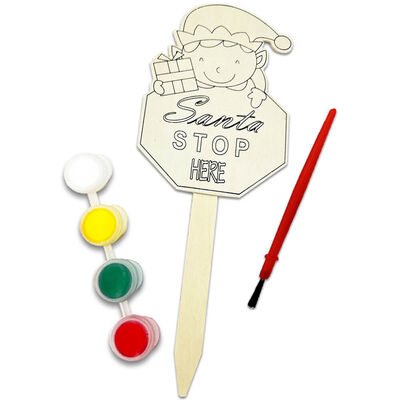 Paint Your Own Santa Stop Here Sign: Assorted image number 2