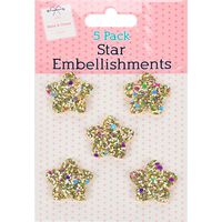 Sequin Star Gold Embellishments: Pack of 5