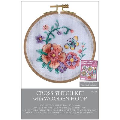 Cross Stitch Kit with Wooden Hoop