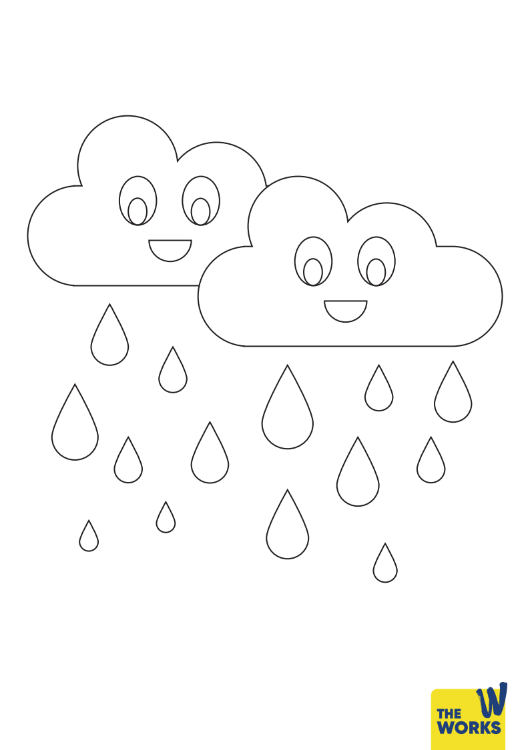 Smiley Rain Clouds Colouring Sheet