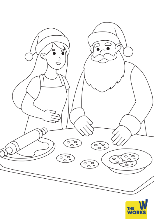 Santa Making Cookies Colouring Sheets