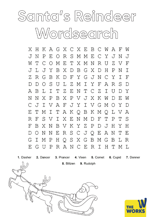 Santas Reindeer Wordsearch