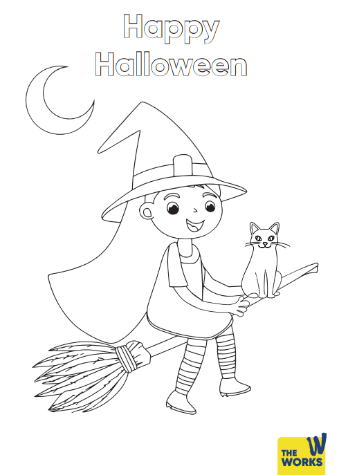 Witchs Flight Colouring Sheet