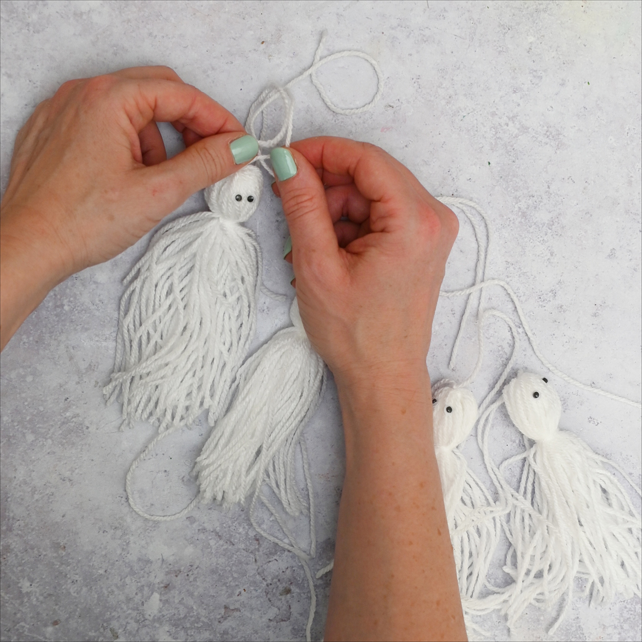 Halloween Ghost Tassles -Step 6